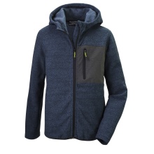 Killtec Knit Fleece Jacket Kow 200 with Hood (warm, Midlayer) blue-grey Kids